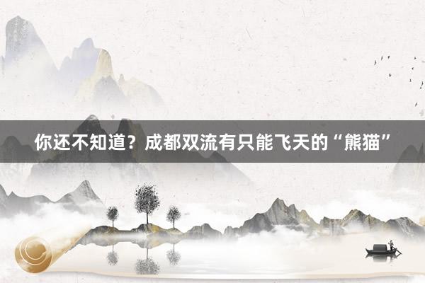你还不知道？成都双流有只能飞天的“熊猫”